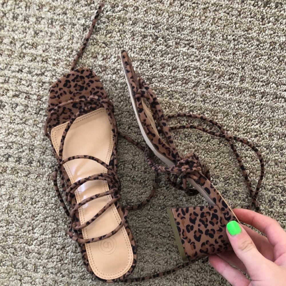 Cheetah ankle wrap sandals - Picture 2 of 3